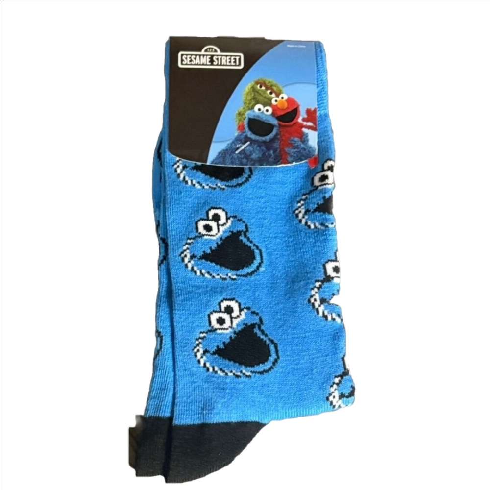 4/$25 Sesame Street Cookie Monster Socks Unisex New
